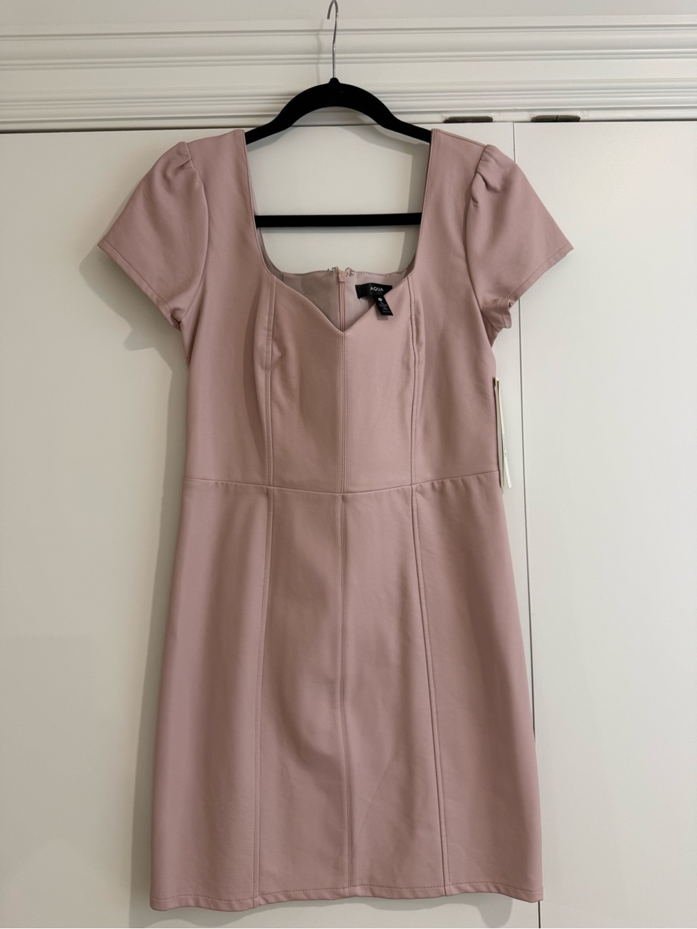 Aqua Blush Pink Square-Neck Mini Dress